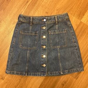 Divided H&M A-line Button Down Denim Mini Jean Skirt
